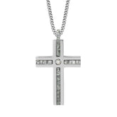 Stainless Steel Hammered & .005pt Diamond Cross on 24 Chain